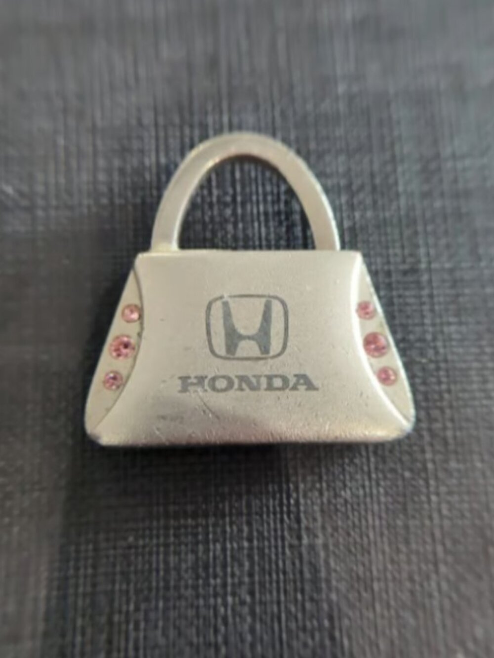 Silver Honda Keyring with Pink Rhinestones